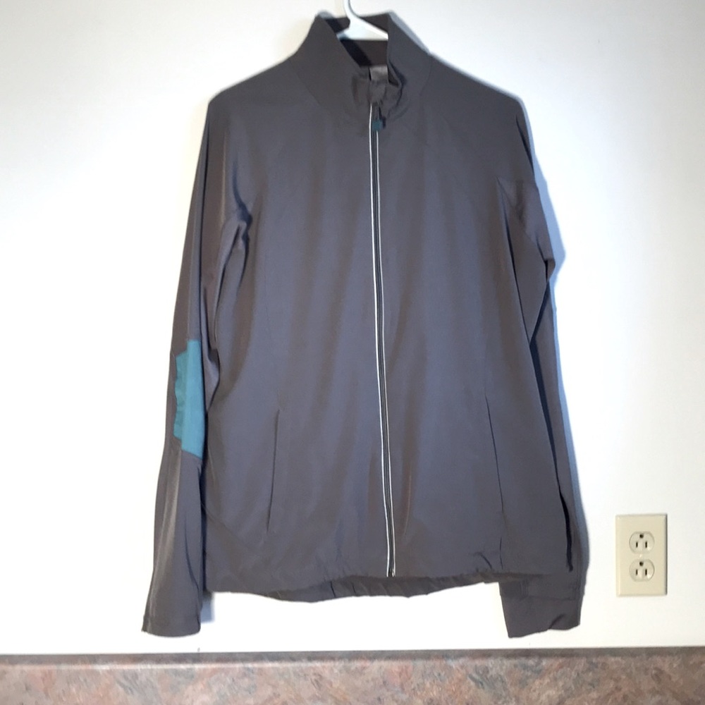 Two piece sweat suit.